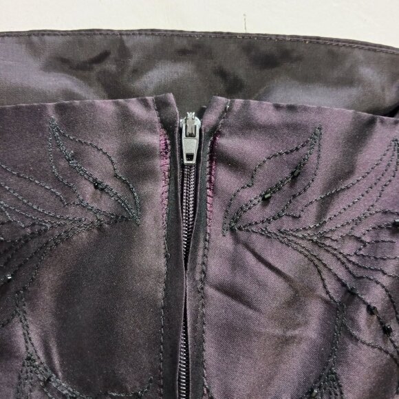 VTG Ann Taylor Purple Silk Strapless Embroidered Satin 2 PC Gown Beaded 0P - Picture 12 of 16